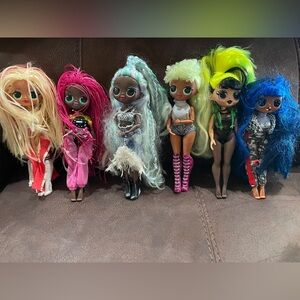 LOL Surprise OMG Fashion Dolls Set of 7 with Clothes Mixed Lot Hair Cleaned